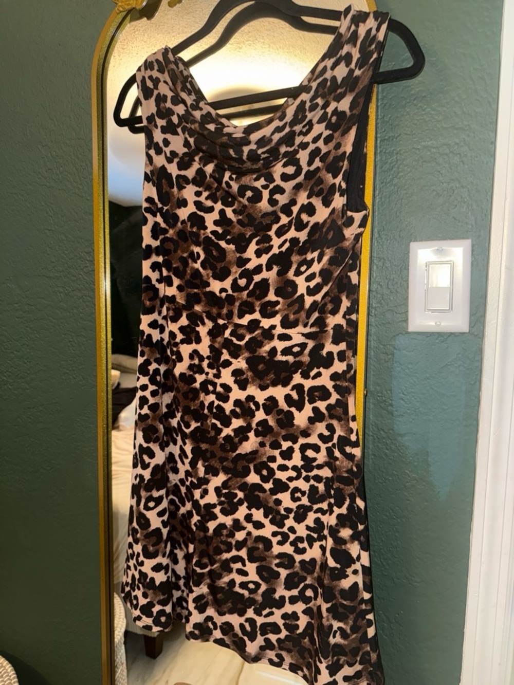 Gilli Leopard Print Mini Dress - Beige and Brown